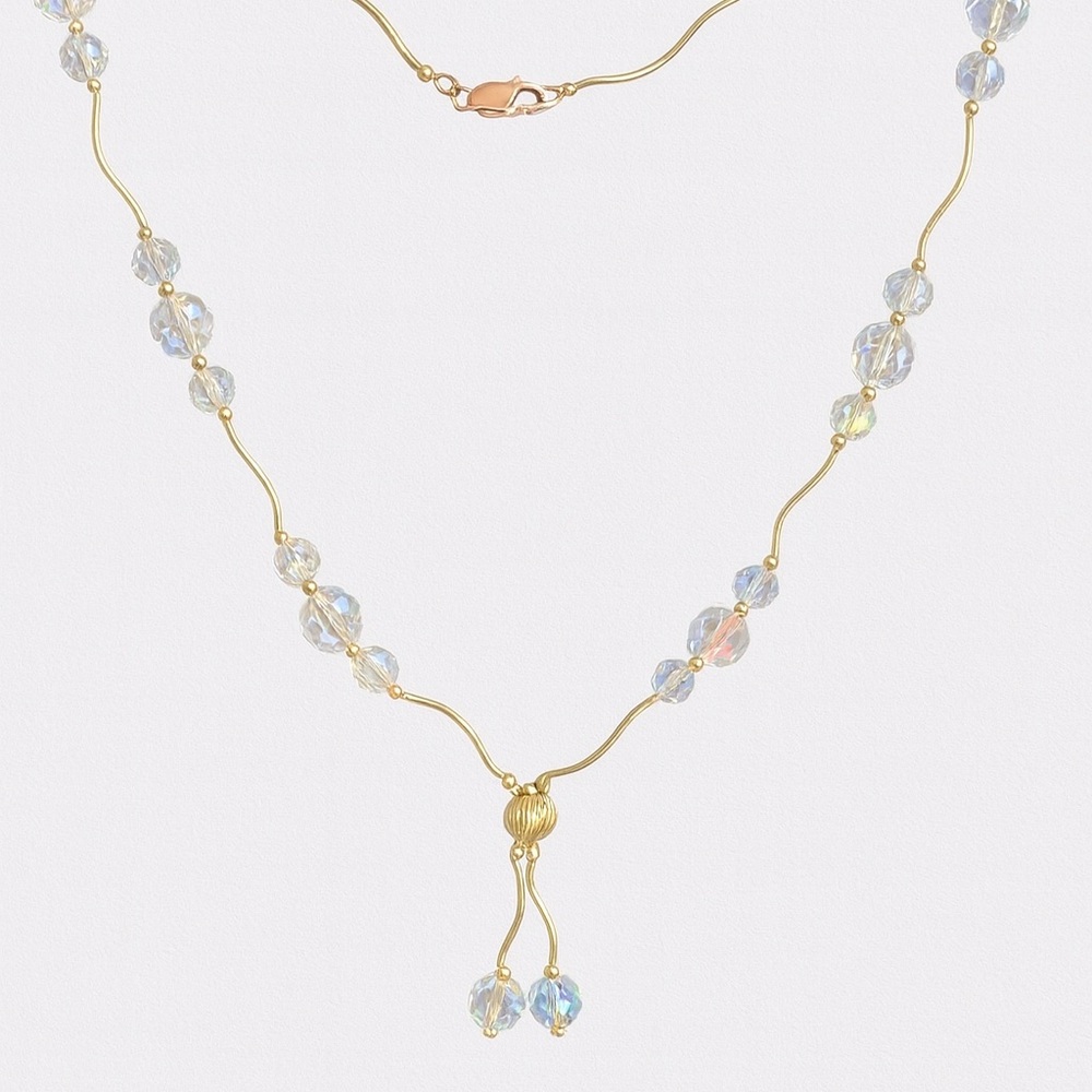 14K Gold 20” with Sparkling Crystals Necklace – New Without Tag